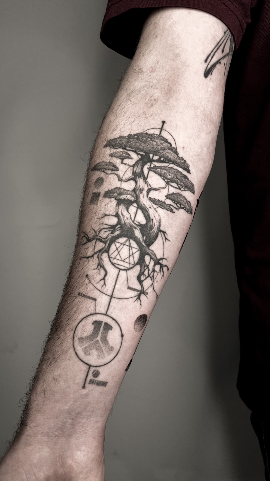Tree Tattoo with geometric elements